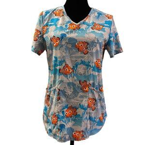 Disney Pixar Finding Nemo Short Sleeve Scrubs Top Sz Small